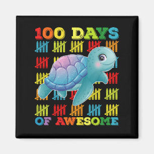100 Days Of Awesome Turtle 100th Day Of School Magnet