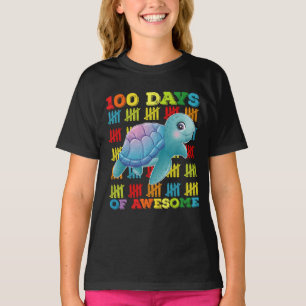 100 Days Of Awesome Turtle 100th Day Of School T-Shirt