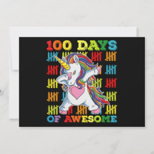100 Days Of Awesome Unicorn 100th Day Of School Invitation