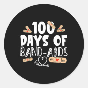 100 days of band-aids - school nurse 100 days of s classic round sticker