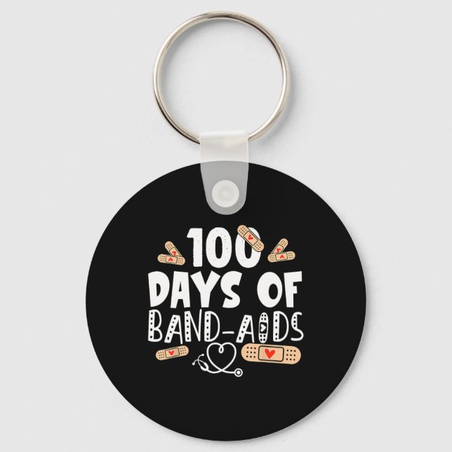 100 days of band-aids - school nurse 100 days of s key ring (Front)