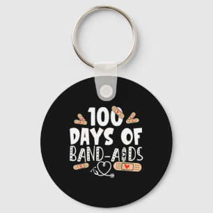 100 Days Of Band-aids - School Nurse 100 Days Of S Key Ring