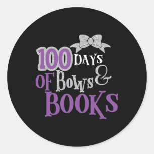 100 Days Of Bows And Books Cute Teacher Student Lo Classic Round Sticker