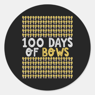 100 Days Of Bows Coquette 100th Day Of School Bow Classic Round Sticker