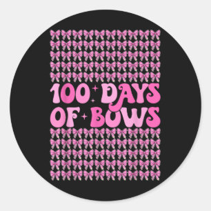 100 Days Of Bows Coquette 100th Day Of School Bow Classic Round Sticker