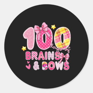 100 Days Of Brains And Bows Coquette 100th Day Of  Classic Round Sticker