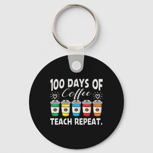 100 days of coffee amp; chaos 100th day school tea key ring