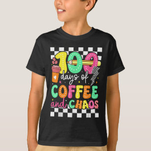 100 Days Of Coffee & Chaos Teacher Retro 10 T-Shirt