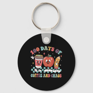 100 Days Of Coffee And Chaos 100th Day Of School T Key Ring