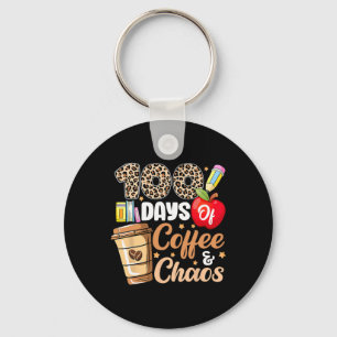 100 Days Of Coffee And Chaos Leopard 100th Day Tea Key Ring