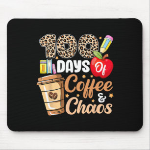 100 Days Of Coffee And Chaos Leopard 100th Day Tea Mouse Mat