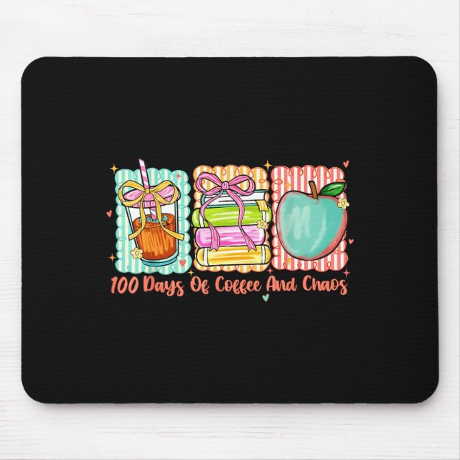 100 Days Of Coffee And Chaos Retro Coquette Teache Mouse Mat (Front)
