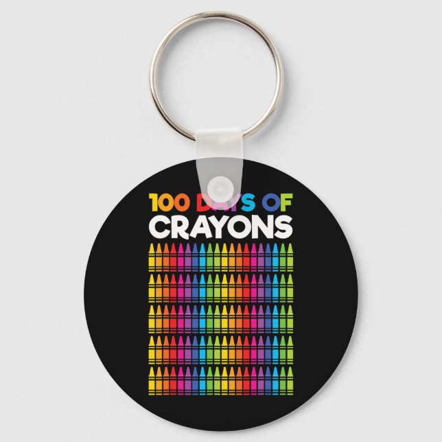 100 Days of Crayons  for Girls Kids 100th Day Of S Key Ring (Front)