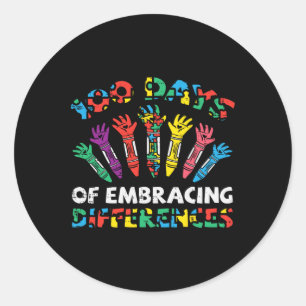 100 Days Of Embracing Autism 100th Day School Sped Classic Round Sticker