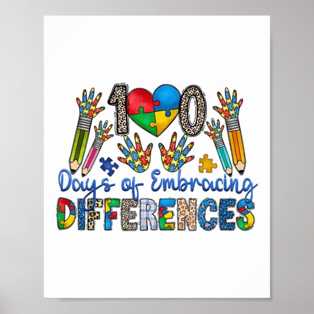 100 Days Of Embracing Differences Autism 100th Poster (Front)