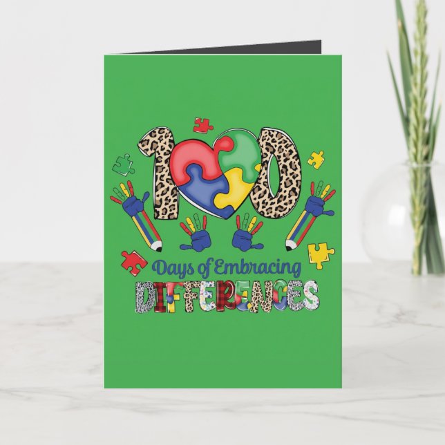 100 Days of Embracing Differences Autism Awareness Card (Front)
