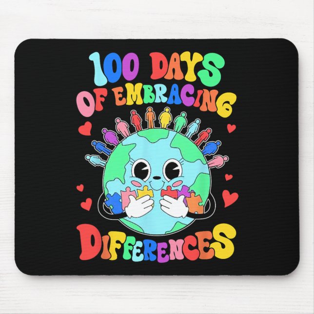 100 Days Of Embracing Differences Autism Awareness Mouse Mat (Front)