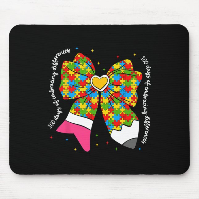100 Days Of Embracing Differences Coquette Bow Aut Mouse Mat (Front)