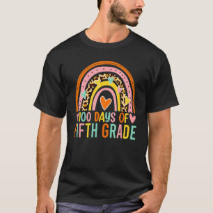 100 Days Of Fifth Grade Leopard Rainbow 100th Day  T-Shirt