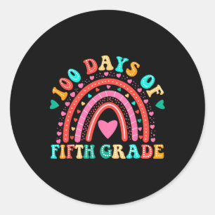 100 Days Of Fifth Grade Teacher Kids 100th Day Of Classic Round Sticker