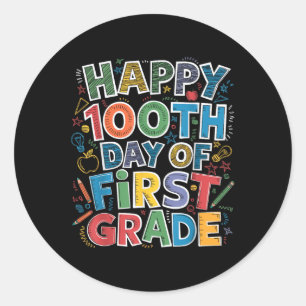 100 Days Of First 1st Grade Teacher Kids 100th Classic Round Sticker