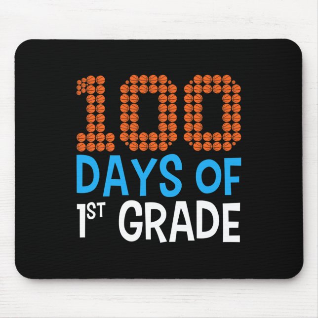 100 days of first grade basketball Sport 100th day Mouse Mat (Front)
