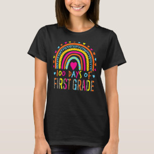 100 Days Of First Grade Leopard Rainbow 100th Day  T-Shirt
