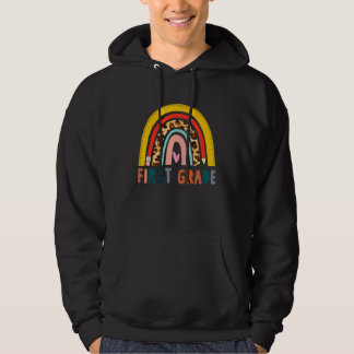 100 Days of First Grade Leopard Rainbow Back to Sc Hoodie