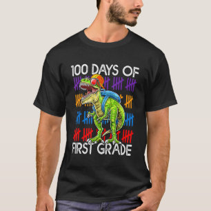 100 Days of First Grade School Dinosaur Dino Trex  T-Shirt