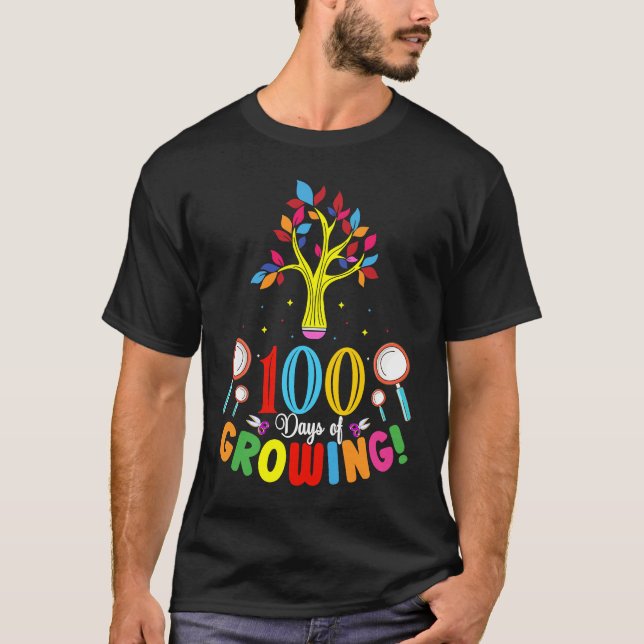 100 Days Of Growing 100 Days Of School Tree Kids T T-Shirt (Front)