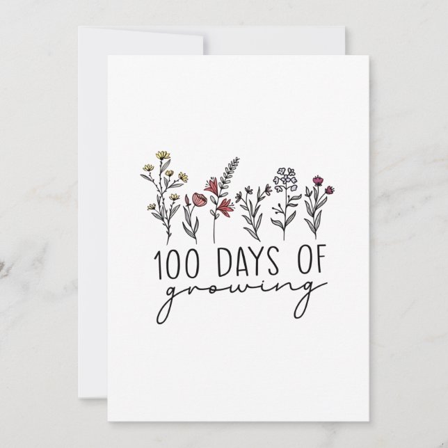 100 Days of Growing Gerdening Plants School  Invitation (Front)