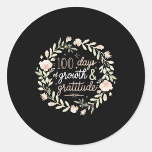 100 Days Of Growth And Gratitude Boho Floral Teach Classic Round Sticker