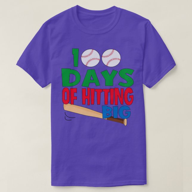 100 Days Of Hitting Big Funny 100th Day Of School  T-Shirt (Design Front)