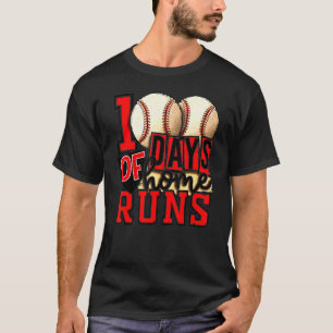 100 Days Of Home Runs School Baseball Boys Girls T-Shirt