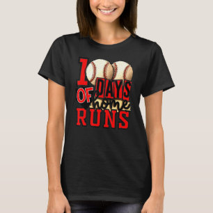100 Days Of Home Runs School Baseball Boys Girls T-Shirt