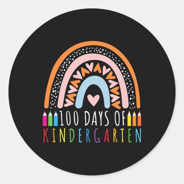 100 Days Of Kindergarten 100th Day Of School For T Classic Round Sticker (Front)