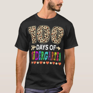 100 Days Of Kindergarten 100th Day Of School Leopa T-Shirt
