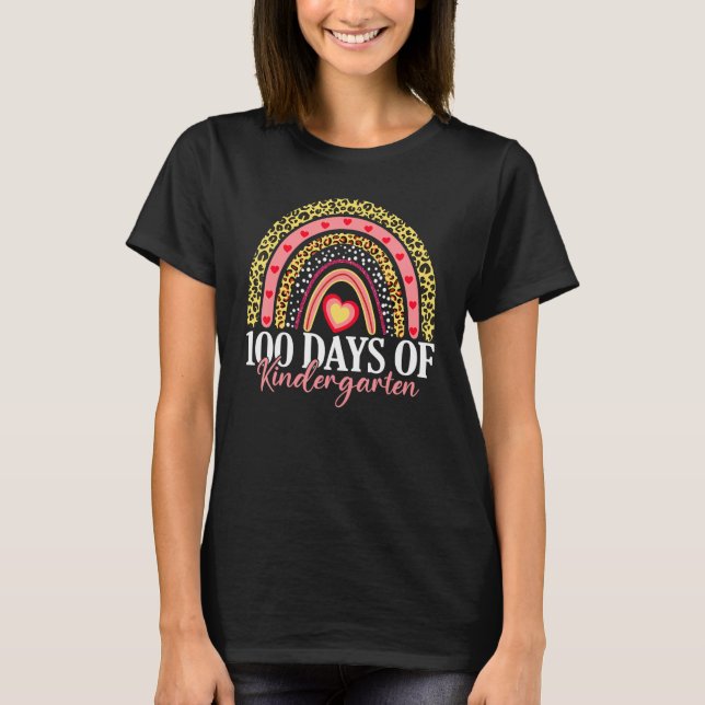 100 Days Of Kindergarten 100th Day Of School Rainb T-Shirt (Front)