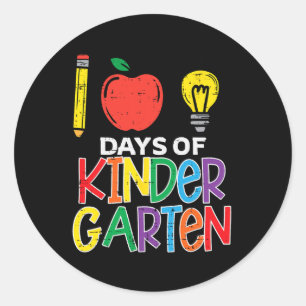 100 Days Of Kindergarten Apple 100th Day Teacher  Classic Round Sticker