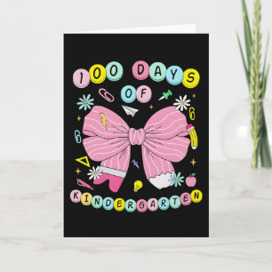 100 Days of Kindergarten Cute Pink Bow  Card