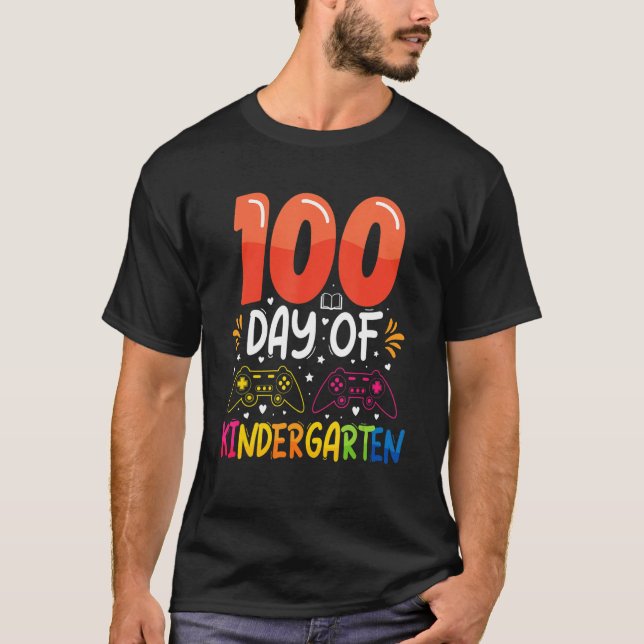 100 Days Of Kindergarten Gamer  100 Days Of School T-Shirt (Front)