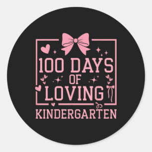 100 Days Of Kindergarten Girl 100th Day Of School Classic Round Sticker