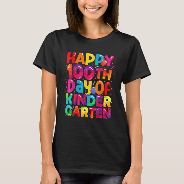 100 Days Of Kindergarten - Happy 100th Day Of Scho T-Shirt (Front)