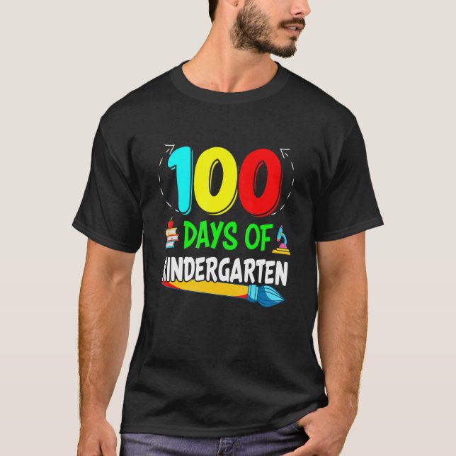 100 Days Of Kindergarten - Happy 100th Day Of Scho T-Shirt (Front)