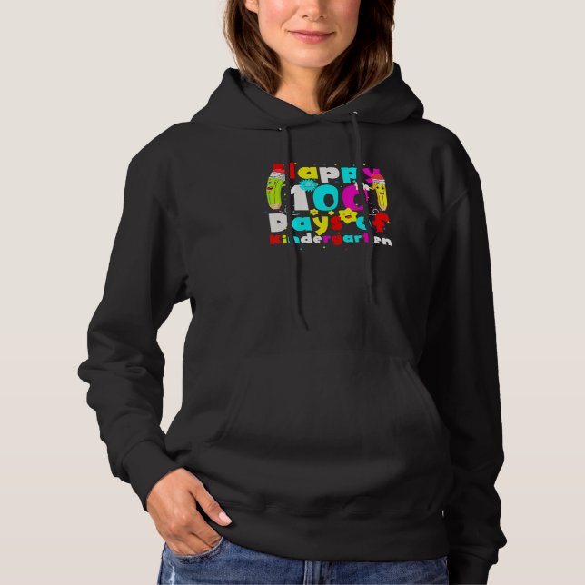 100 Days Of Kindergarten Happy 100th Day Of School Hoodie (Front)