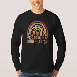 100 Days Of Kindergarten Leopard Rainbow 100th Day T-Shirt