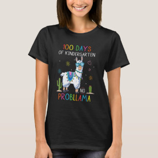 100 Days Of Kindergarten No Probllama Funny Llama  T-Shirt