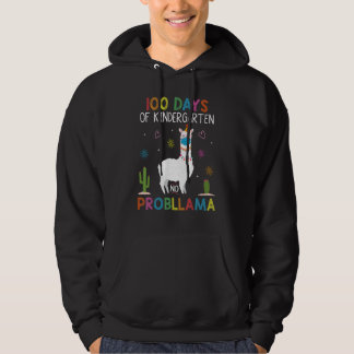 100 Days of Kindergarten No Probllama Llama Mask Q Hoodie