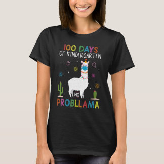 100 Days of Kindergarten No Probllama Llama Mask Q T-Shirt