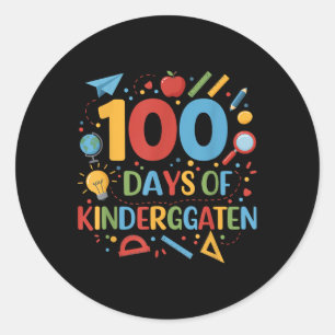 100 Days Of Kindergarten School 100th Days Of Classic Round Sticker